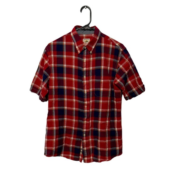 Pendleton Surf Pendleton Indian Madras Shirt Mens Medium Red Plaid Short Sleeve - Picture 1 of 9